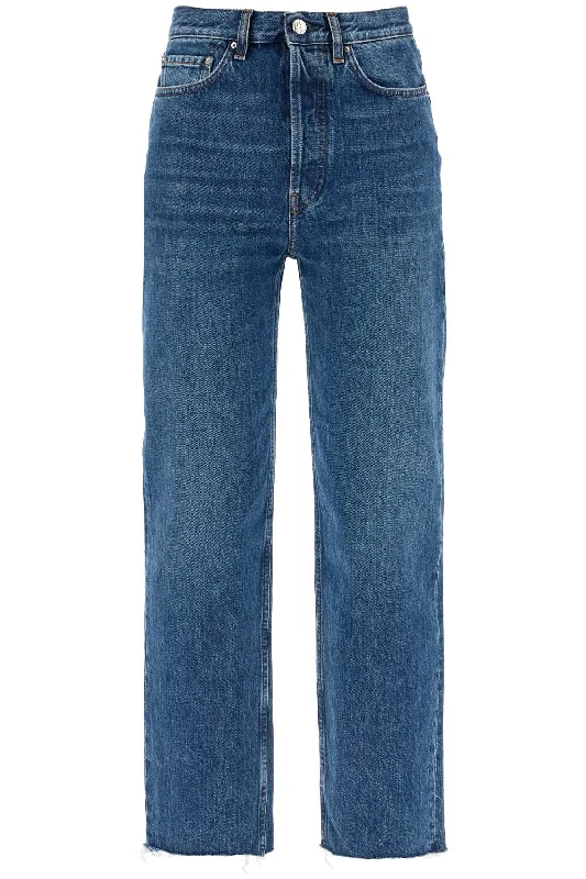 Toteme Women's Classic Cut Cropped Jeans Trendy Paperbag Waist Jeans