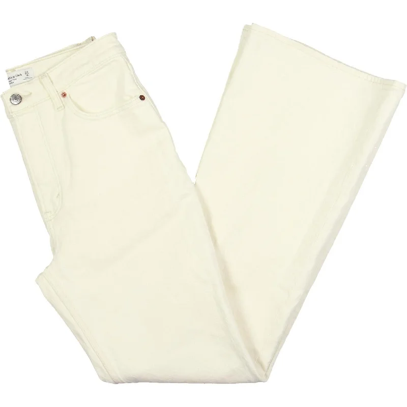 Womens High Rise Vintage Flared Jeans Trendy Colored Denim Jeans