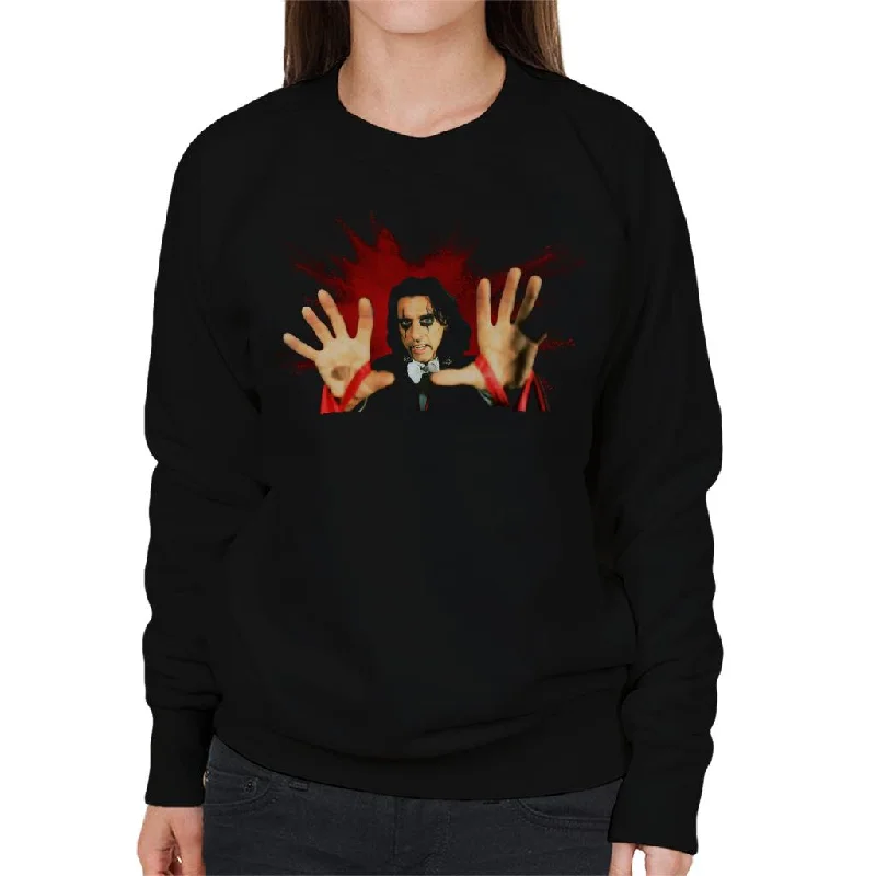 TV Times Alice Cooper Paint Splatter Women's Sweatshirt Hoodie with Typography Text Message TV Times Alice Cooper Paint Splatter Women's Sweatshirt Hoodie with Typography Text Message