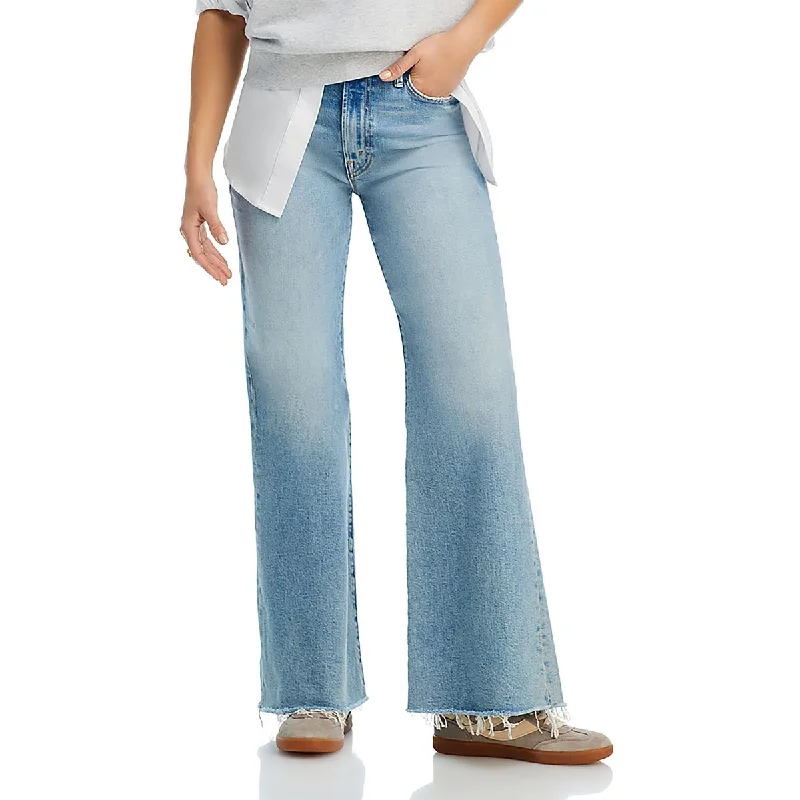 Womens High Rise Denim Bootcut Jeans Chic Ripped Jeans