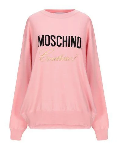 Moschino Women Jumper Pink 10 UK Hooded Sweater Collared Sweater Shawl Collar