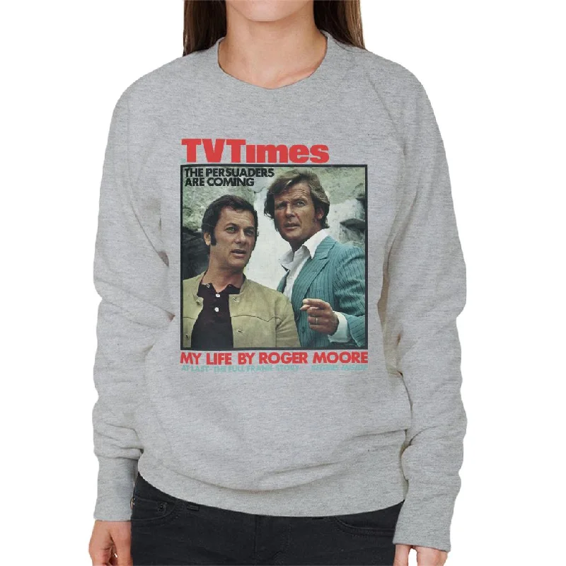 TV Times Tony Curtis Roger Moore Persuaders 1971 Cover Women's Sweatshirt Hoodie with Half-Zip Sporty Casual