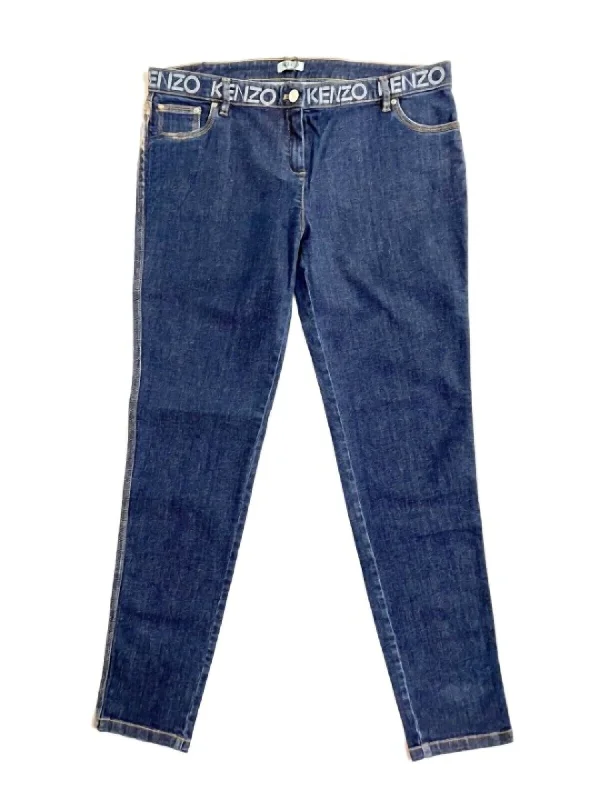 Women's Logo Waist Stretch Low Rise Skinny Jeans In Blue Trendy Low-Rise Bootcut Jeans Women's Logo Waist Stretch Low Rise Skinny Jeans In Blue Trendy Low-Rise Bootcut Jeans