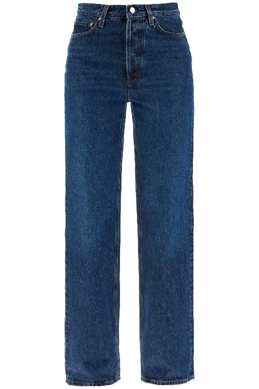 Toteme Women's Organic blue Classic Cut Jeans Fashionable Distressed Jeans