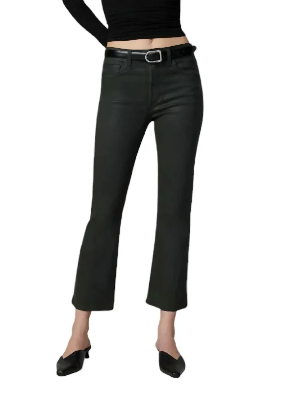 Callie Coated Cropped Bootcut Jeans In Autumn Forest Cozy Relaxed Fit Jeans
