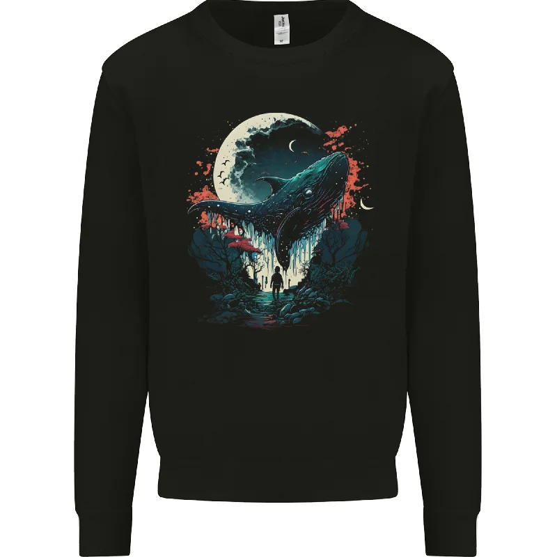 A Fantasy Whale & Moon Alien Mystic Mens Sweatshirt Jumper Hoodie with Button Classic Timeless A Fantasy Whale & Moon Alien Mystic Mens Sweatshirt Jumper Hoodie with Button Classic Timeless
