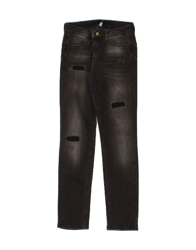 LIU JO Womens Distressed Slim Jeans W30 L31 Grey Stylish Acid-Wash Jeans
