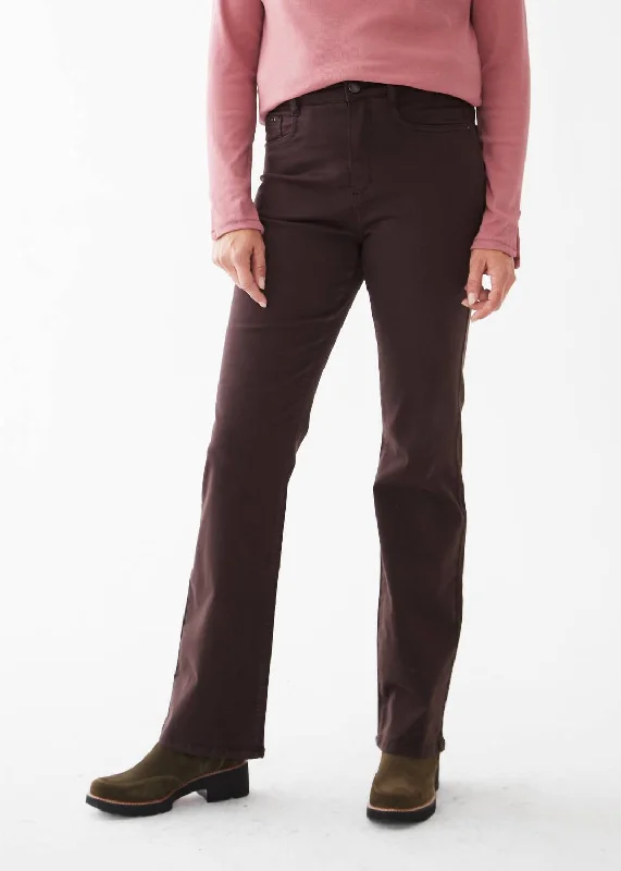 Peggy Bootcut Pant Jeans In Rich Brown Fashionable Raw Hem Bootcut Jeans