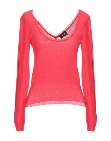 Liu •jo Women Jumper Red 12 UK Transparent Opaque Sheer