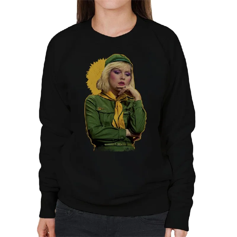 TV Times Debbie Harry Blondie In A Girl Guide Uniform Women's Sweatshirt Hoodie with Hem Applique Textured Unique TV Times Debbie Harry Blondie In A Girl Guide Uniform Women's Sweatshirt Hoodie with Hem Applique Textured Unique
