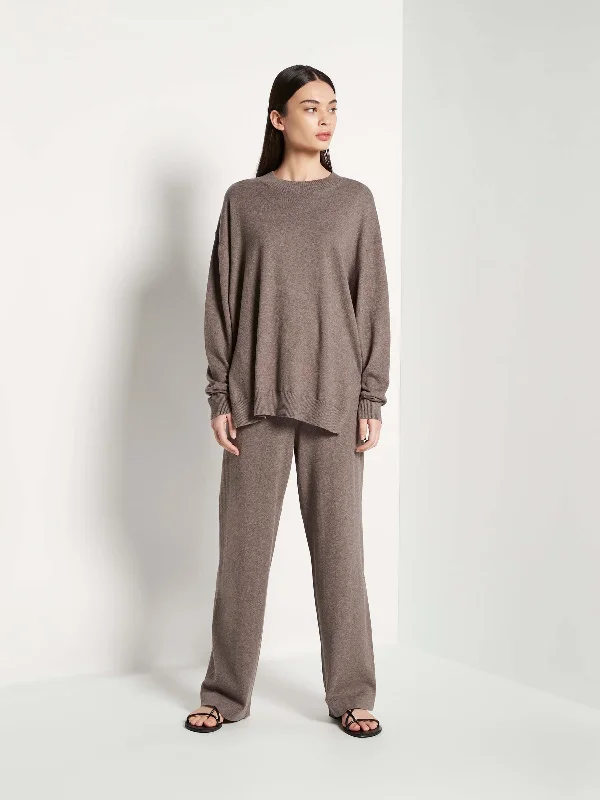 JHL Crew Sweater (Cotton Cashmere) Walnut Elasticated Padded Insulated