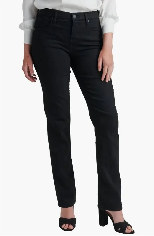 Ruby Straight Leg High Rise Jeans In Black Fashionable Raw Edge Jeans