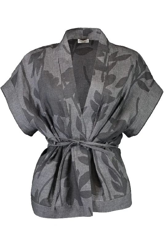 Short Sleeve Wrap Blouse Lightweight Chiffon Blouse