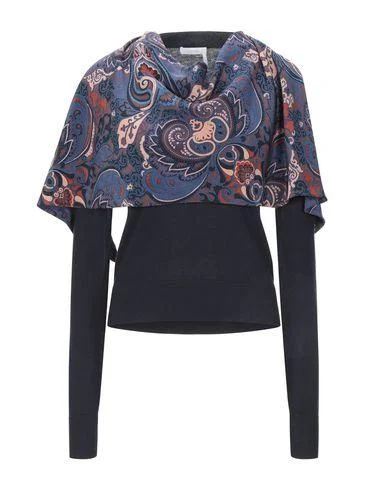 See By Chloé Women Jumper Dark blue XS INT Denim Fabric Leather Fabric Suede Fabric