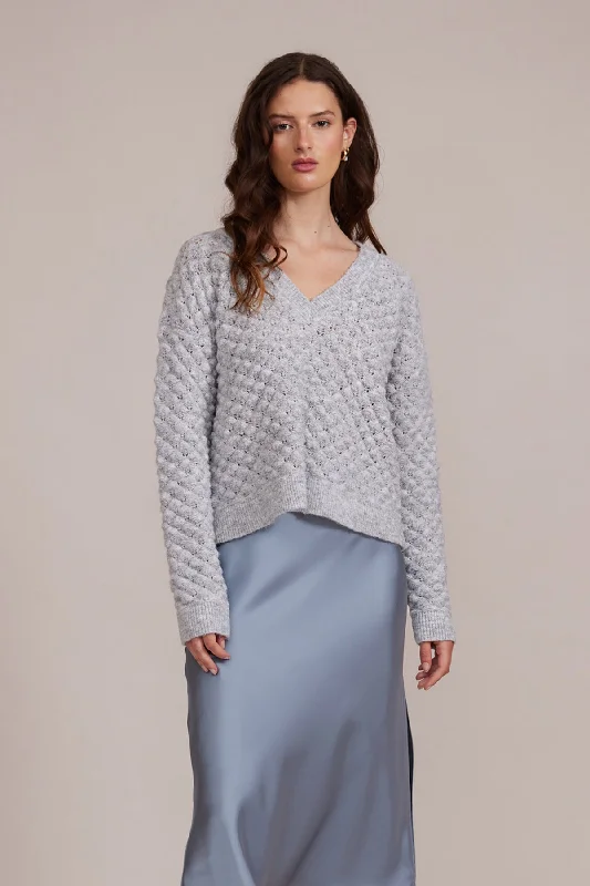 Lucy Paris Finley Textured Sweater Boat Neck Shawl Collar Notched Collar
