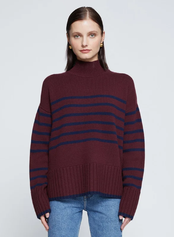 Stateside Striped Mock Neck Sweater Satin Fabric Silk Fabric Chiffon Fabric