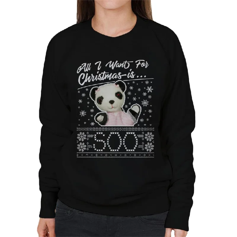 Sooty Christmas All I Want For Christmas Is Soo Women's Sweatshirt Hoodie with Belted Waist Structured Tailored