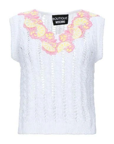 Boutique Moschino Women Jumper White 10 UK Zippered Front Buttoned Front Snap Front