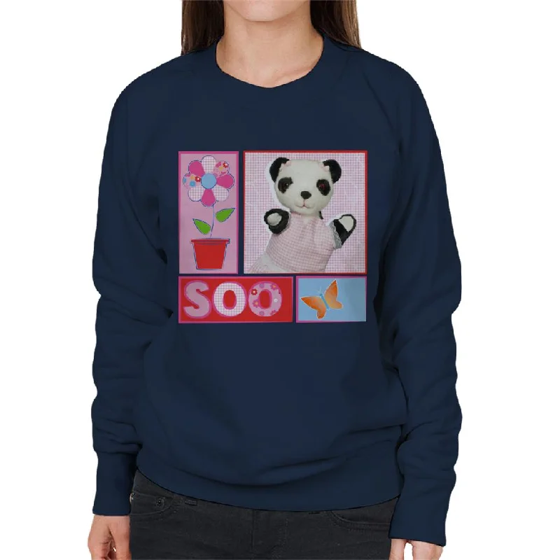 Sooty Soo Retro Floral Women's Sweatshirt Hoodie with Side Slits Relaxed Casual