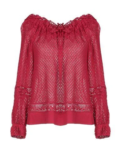Alberta Ferretti Women Jumper Red 8 UK Cashmere Blend Cotton Blend Poly Blend