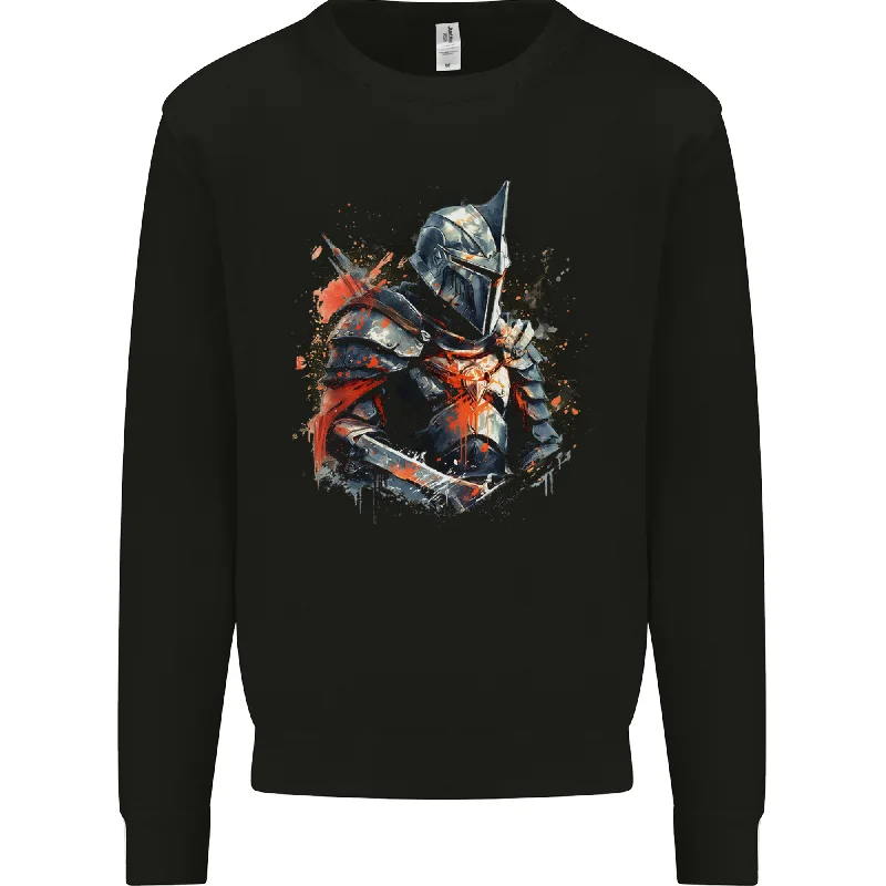 A Fantasy Medieval Knight in Armour Mens Sweatshirt Jumper Hoodie with High Neck Warm Protective A Fantasy Medieval Knight in Armour Mens Sweatshirt Jumper Hoodie with High Neck Warm Protective