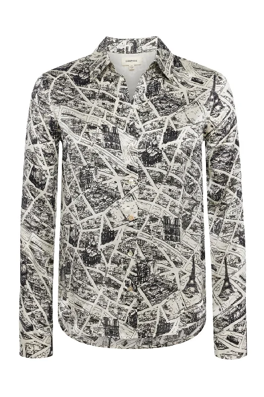 Tyler Blouse - Paris Map Classic White Blouse