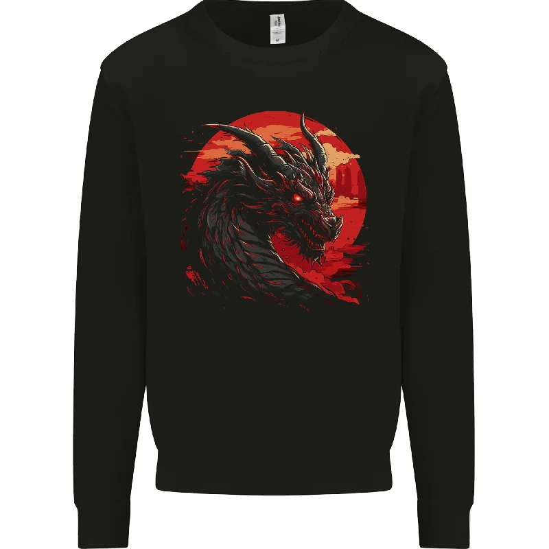 A Fantasy Dragon With a City Backdrop Mens Sweatshirt Jumper Hoodie with Logo Branding Identity A Fantasy Dragon With a City Backdrop Mens Sweatshirt Jumper Hoodie with Logo Branding Identity