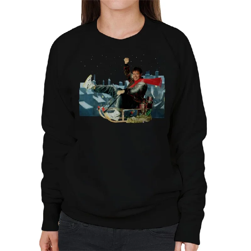 TV Times Singer Cliff Richard On A Sledge Christmas 1990 Women's Sweatshirt Hoodie with Raw Hem Edgy Unfinished TV Times Singer Cliff Richard On A Sledge Christmas 1990 Women's Sweatshirt Hoodie with Raw Hem Edgy Unfinished