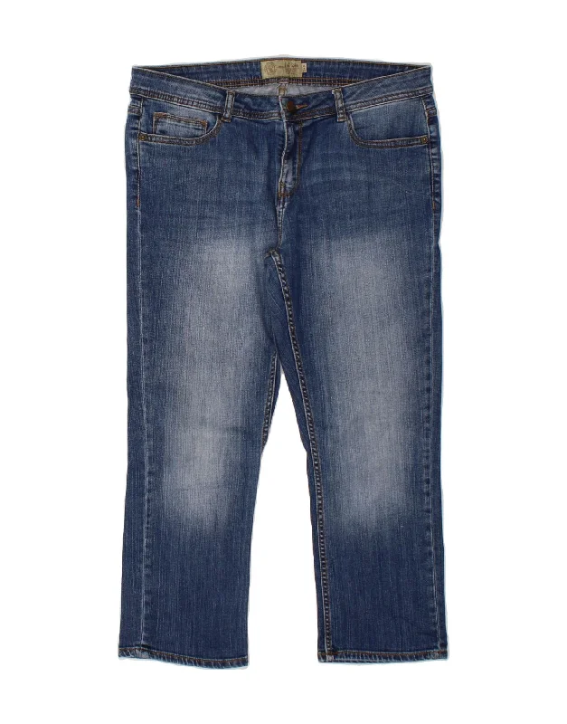 FAT FACE Womens Cropped Jeans UK 14 Large W36 L25 Blue Cotton Fashionable Bootcut Jeans