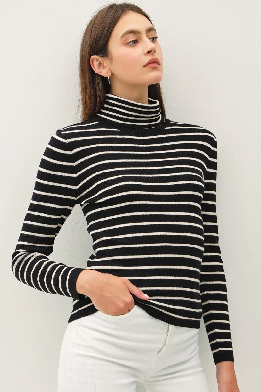 NYLAND Delaney Striped Turtleneck Sweater Herringbone Houndstooth Plaid