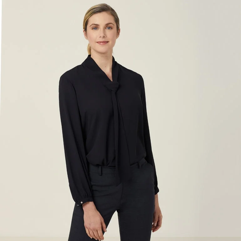 NNT Uniforms Georgie Tie Neck Blouse (CATUL2) Subtle Shimmer Blouse
