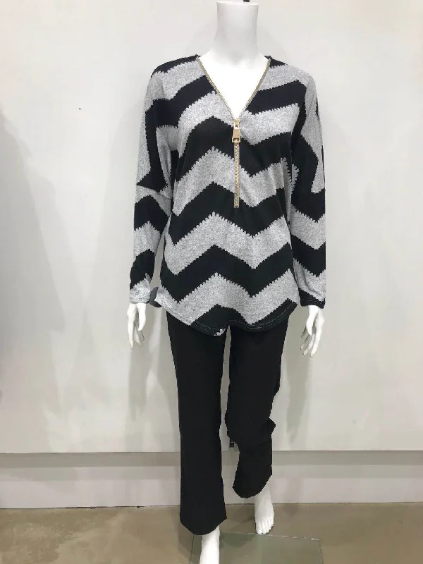 1/2 zip zig-zag jumper Cashmere Blend Cotton Blend Poly Blend