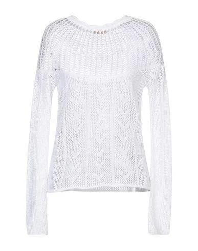 Drome Women Jumper White S INT Lace Blend Ribbed Blend Corduroy Blend