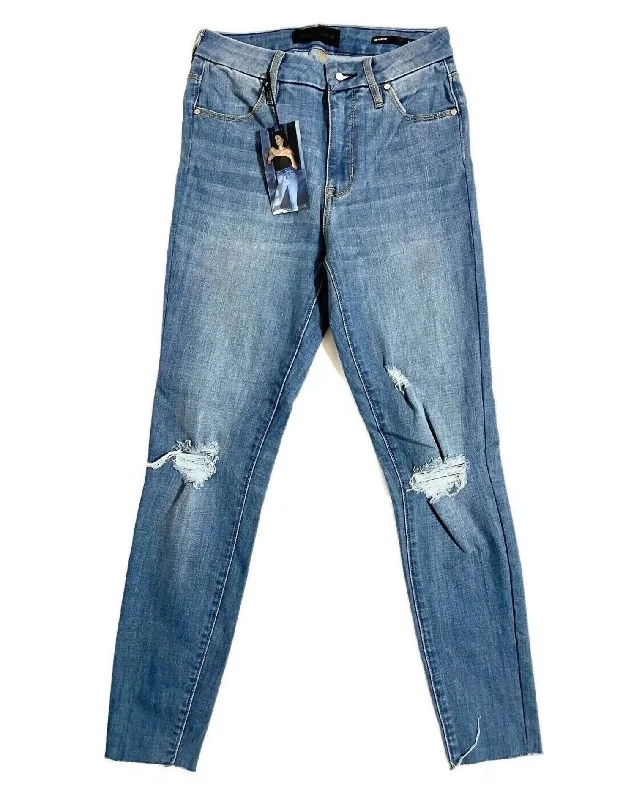 Women's Push Up Ripped Skinny Jeans In Blue Cozy Wide-Legged Jeans