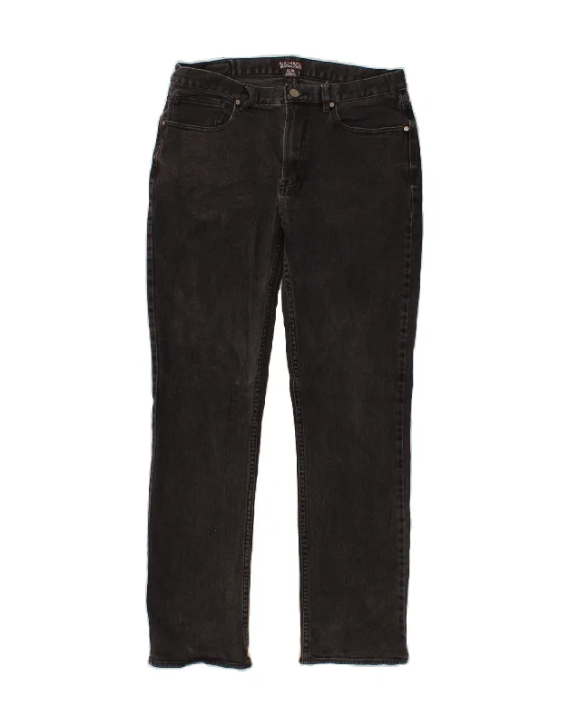 MICHAEL KORS Womens Slim Jeans W32 L29  Black Cotton Trendy Wide-Legged High-Waist Jeans