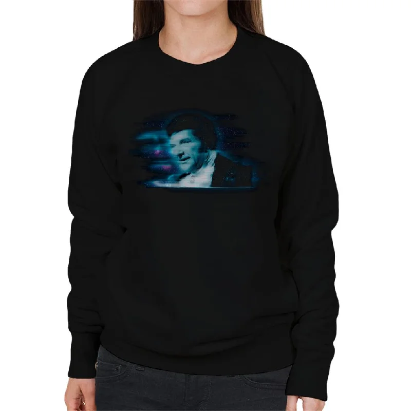 TV Times Pianist Liberace Blue Static Women's Sweatshirt Hoodie with Contrast Stitching Detailed Premium TV Times Pianist Liberace Blue Static Women's Sweatshirt Hoodie with Contrast Stitching Detailed Premium