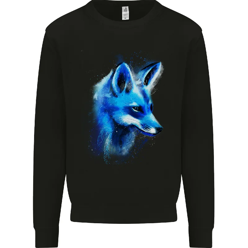 A Fox Watercolour Mens Sweatshirt Jumper Hoodie with Back Slit Movement Comfort