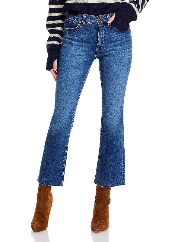 Womens HighRise Cropped Bootcut Jeans Fashionable White Denim Jeans