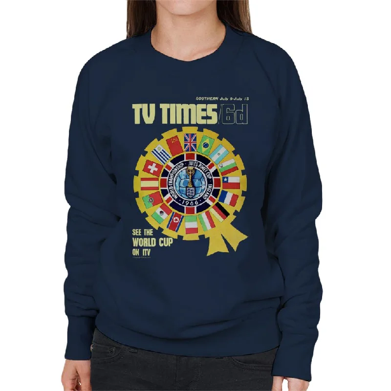 TV Times 1966 World Cup Cover Women's Sweatshirt Hoodie with Set-In Sleeves Structured Classic