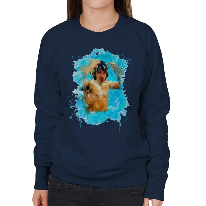 TV Times Kevin Keegan Having A Shower Liverpool Vs Everton Women's Sweatshirt Hoodie with Raw Hem Edgy Unfinished