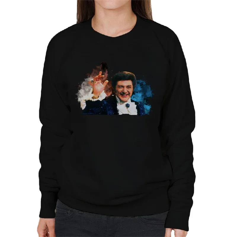 TV Times Singer Liberace Paint Splatter Women's Sweatshirt Hoodie with Metallic Shiny Futuristic TV Times Singer Liberace Paint Splatter Women's Sweatshirt Hoodie with Metallic Shiny Futuristic