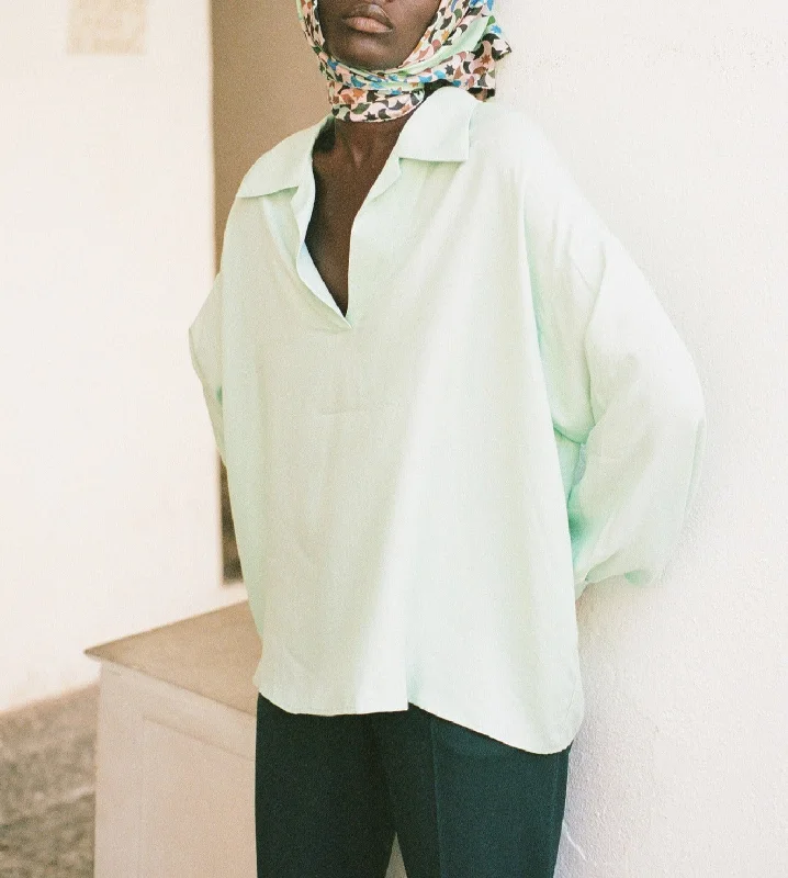 Modetrotter - Blouse Alana Semnoz - Aqua Delicate Pleat Blouse