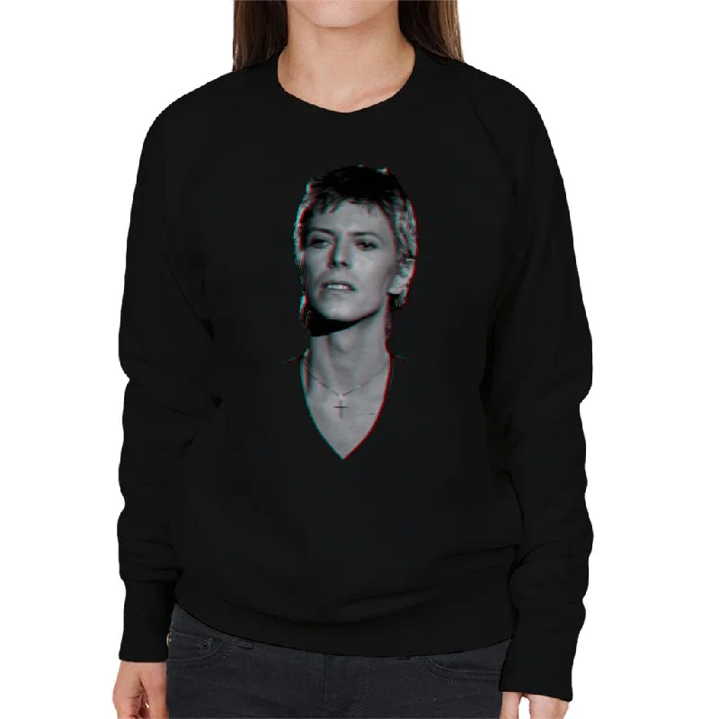 TV Times Pop Star David Bowie Portrait 1977 Women's Sweatshirt Hoodie with Applique Textured Unique TV Times Pop Star David Bowie Portrait 1977 Women's Sweatshirt Hoodie with Applique Textured Unique