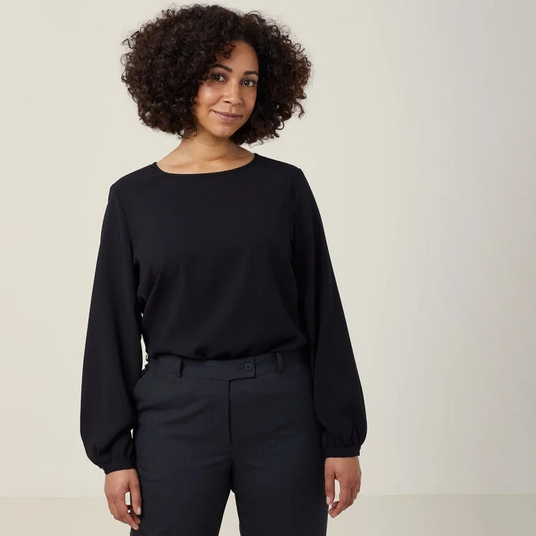 NNT Uniforms Heavy Stretch Georgette Long Sleeve Blouse (CATUCM) Feminine Puff Blouse