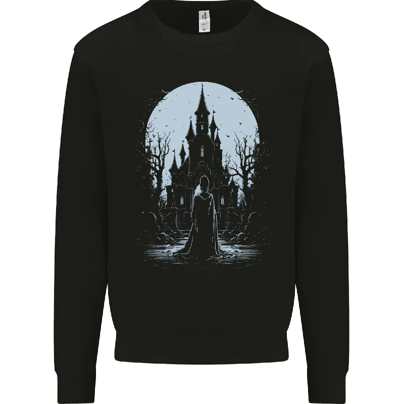 A Fantasy Haunted House Halloween Spooky Mens Sweatshirt Jumper Hoodie with Pastel Soft Subtle A Fantasy Haunted House Halloween Spooky Mens Sweatshirt Jumper Hoodie with Pastel Soft Subtle