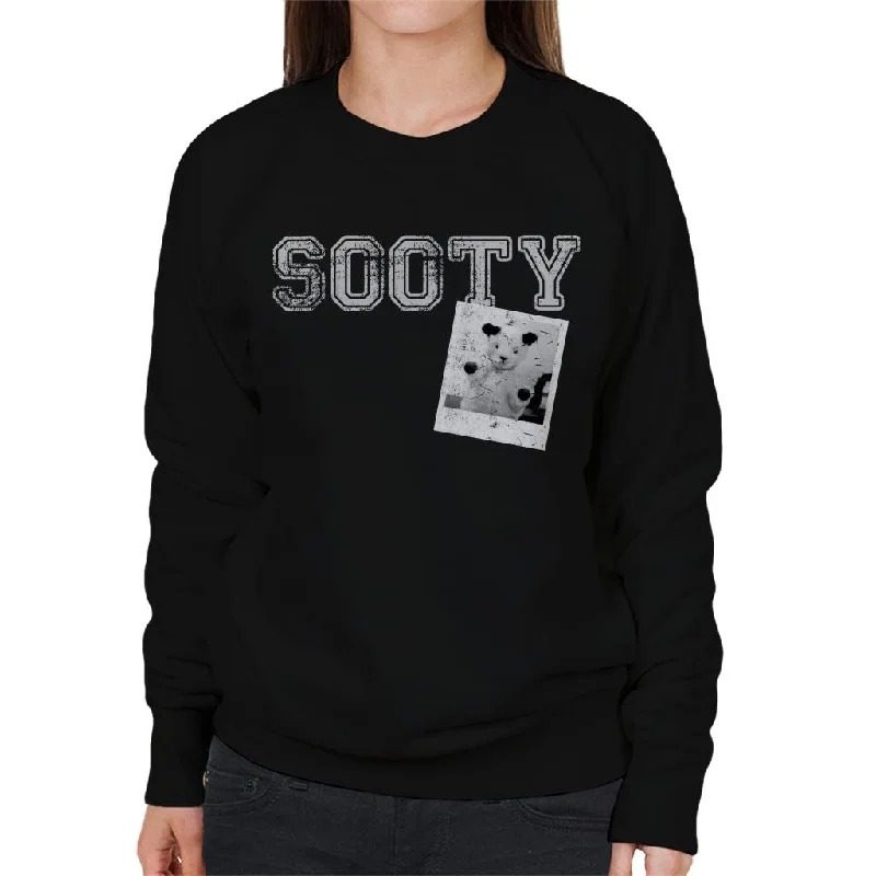 Sooty Retro College Sports Style Women's Sweatshirt Hoodie with Sequins Glamorous Eye-catching