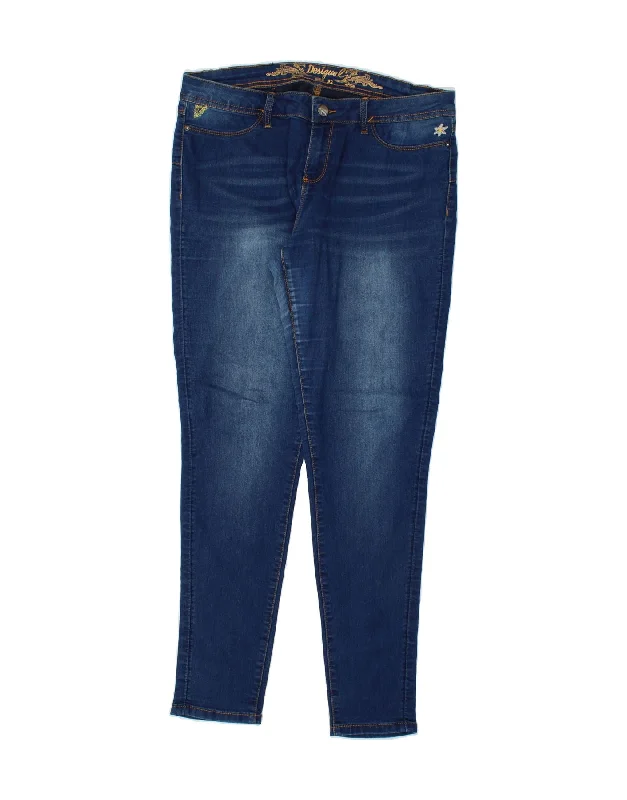 DESIGUAL Womens Skinny Jeans W32 L31  Blue Trendy Layered Pocket Jeans