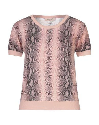 Twinset Women Jumper Pale pink XS INT Silk Blend Satin Velvet