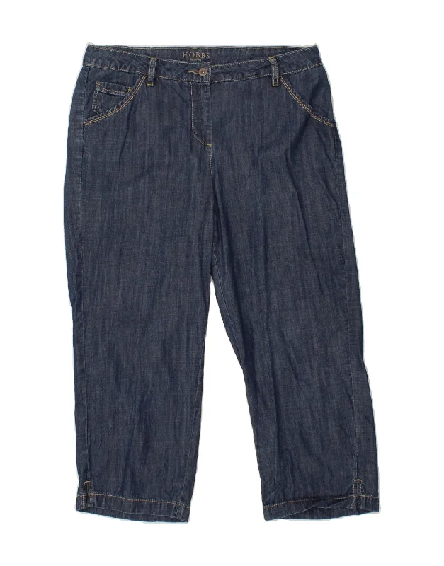 HOBBS Womens Capri Jeans US 14 XL W36 L24  Blue Lyocell Fashionable Straight Fit Denim
