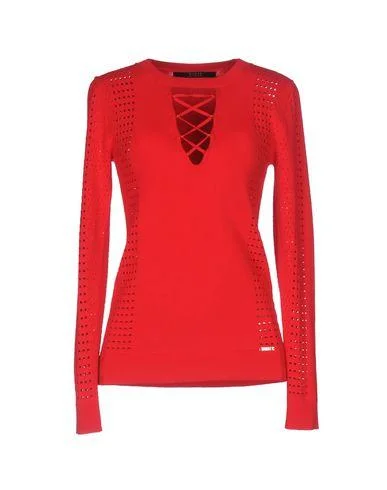 Guess Women Jumper Red S INT Herringbone Houndstooth Plaid